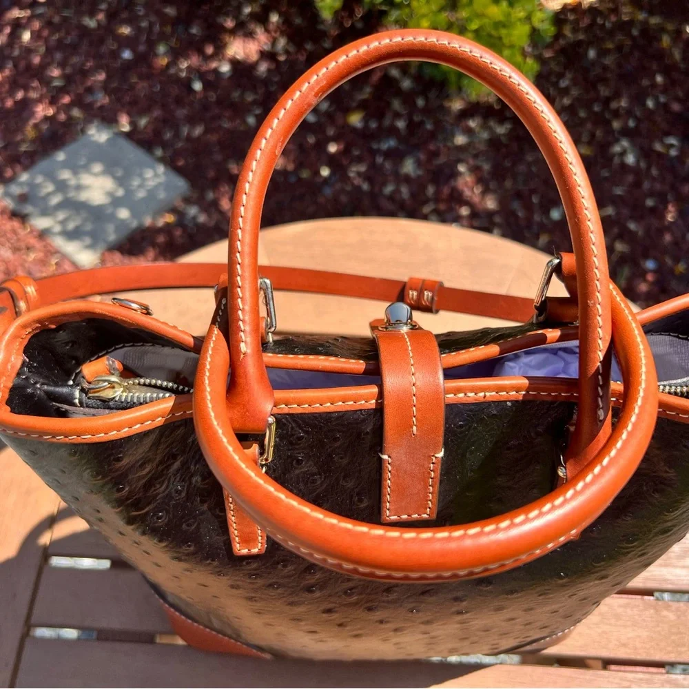 Dooney & Bourke Black and Tan Tote Bag - Picture 3 of 8